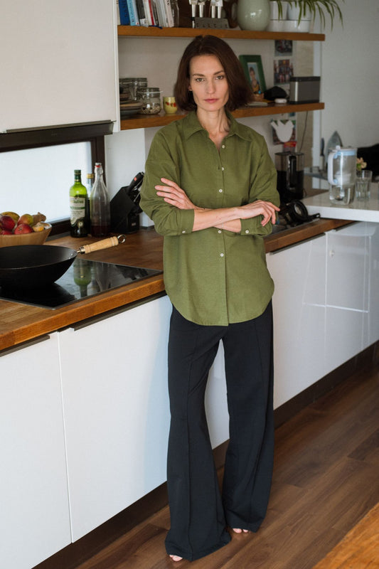 Outfit by Barbora Mosorjaková | Flannel shirt & Wide-leg pants