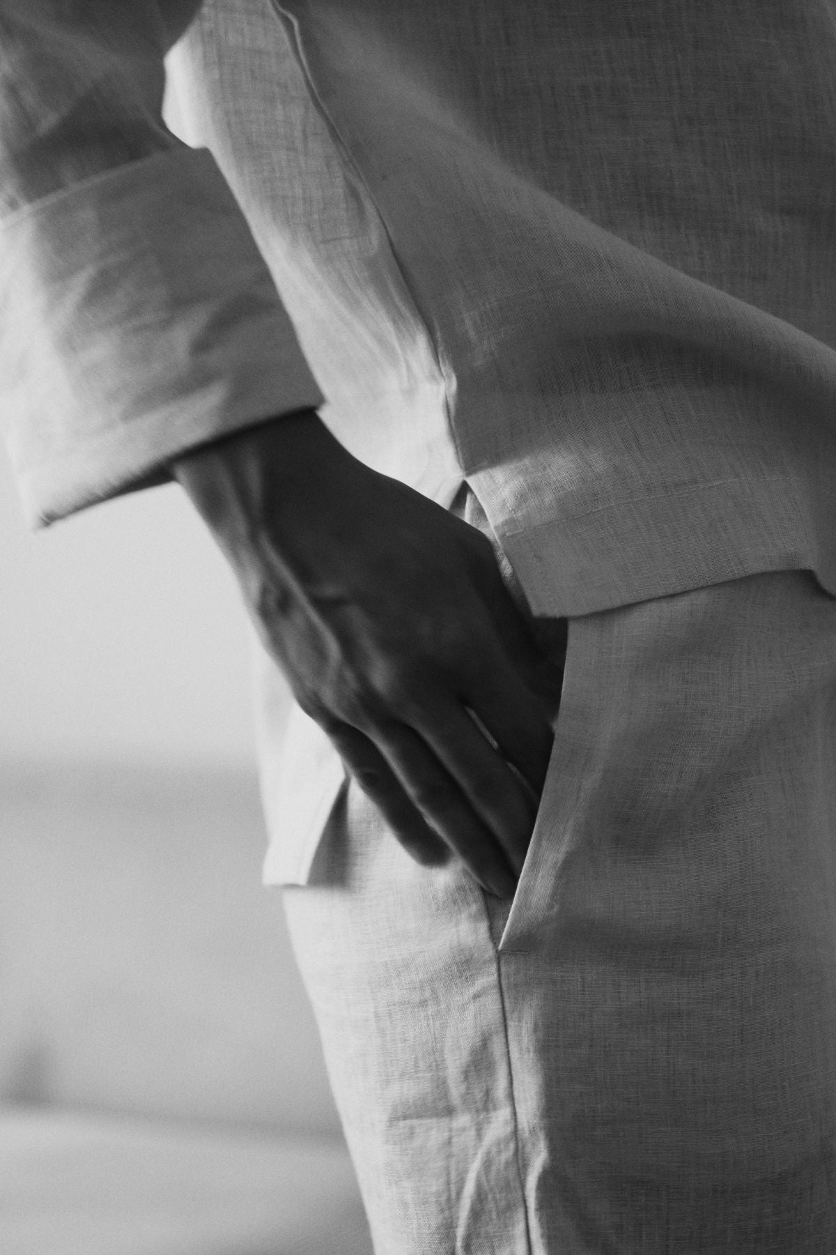 Outfit by Maria Hason | All Linen Pearl Gray Pants & Open back top