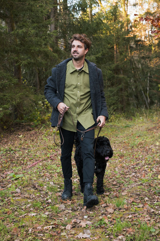Outfit by Jakub | Wool coat & Flannel Moss green shirt