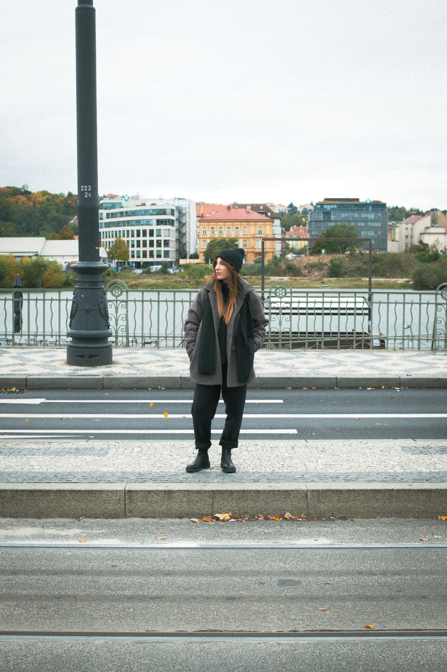 Damski wełniany płaszcz Dark gray - Loose fit