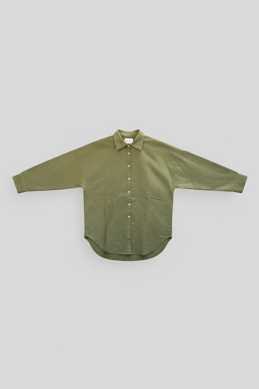 Koszula męska flanelowa z kołnierzykiem - Moss green