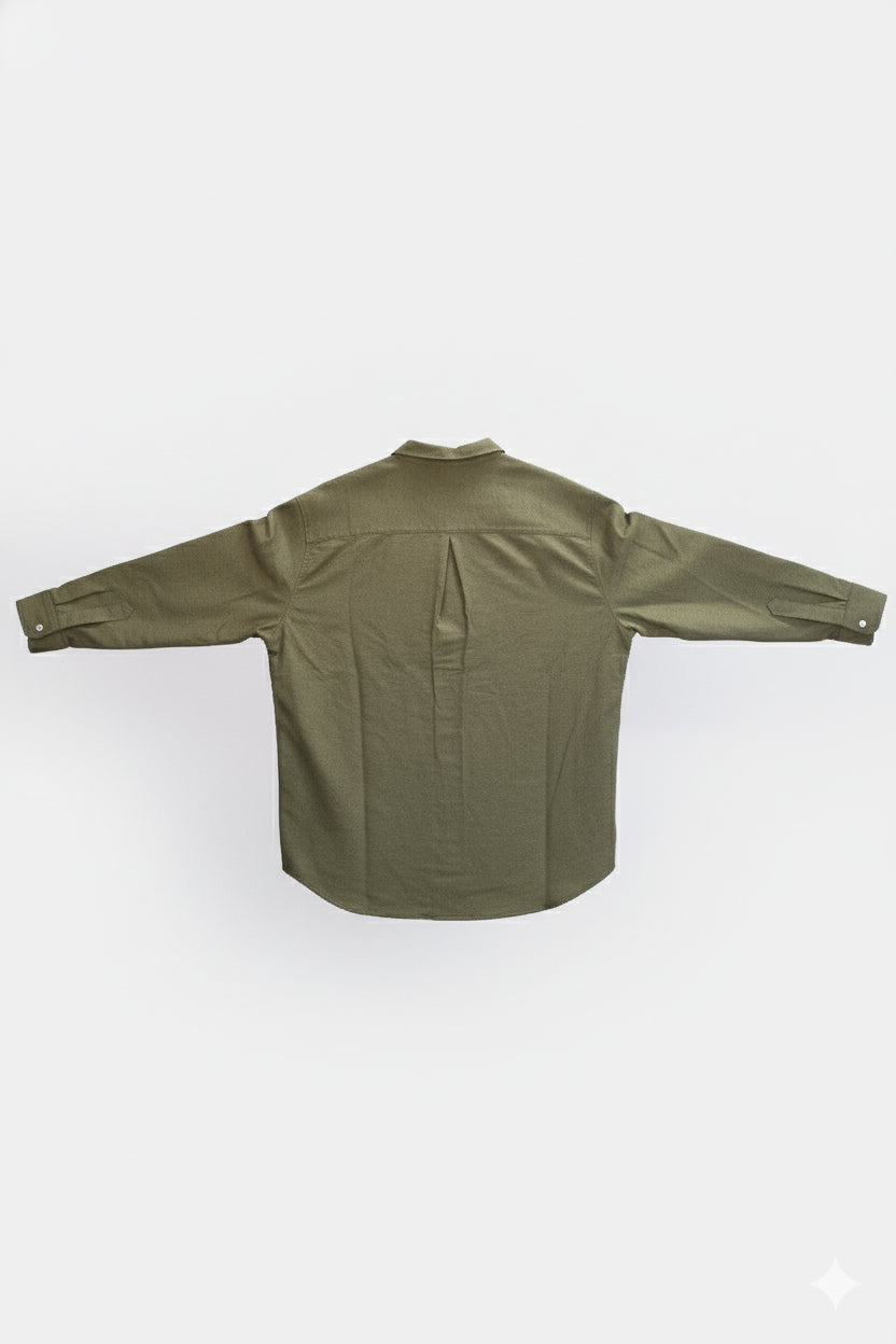 Koszula męska flanelowa z kołnierzykiem - Moss green