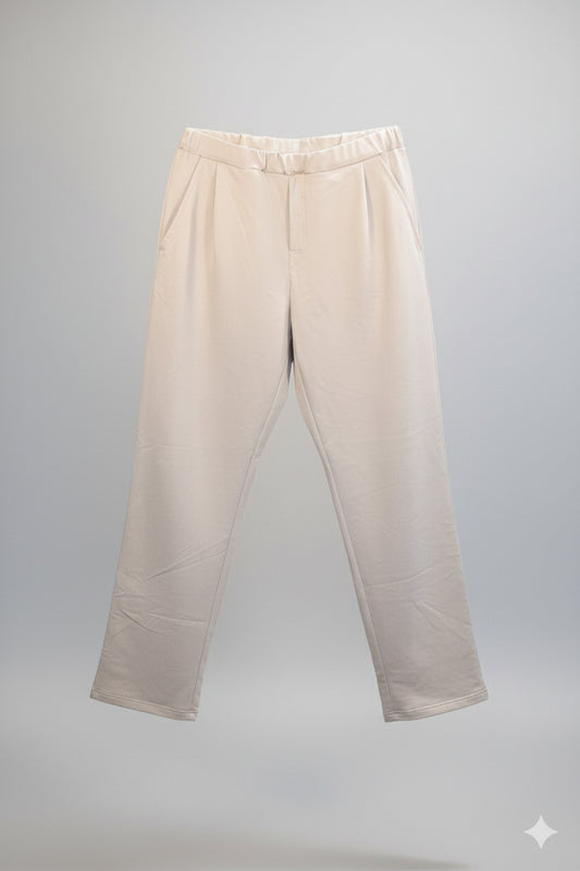 Pánske teplákové nohavice wide z biobavlny Pearl gray - Straight-leg