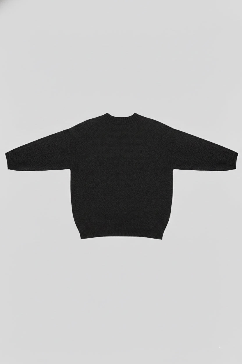 Męski wełniany sweter dziergany Loose Fit – Dark gray