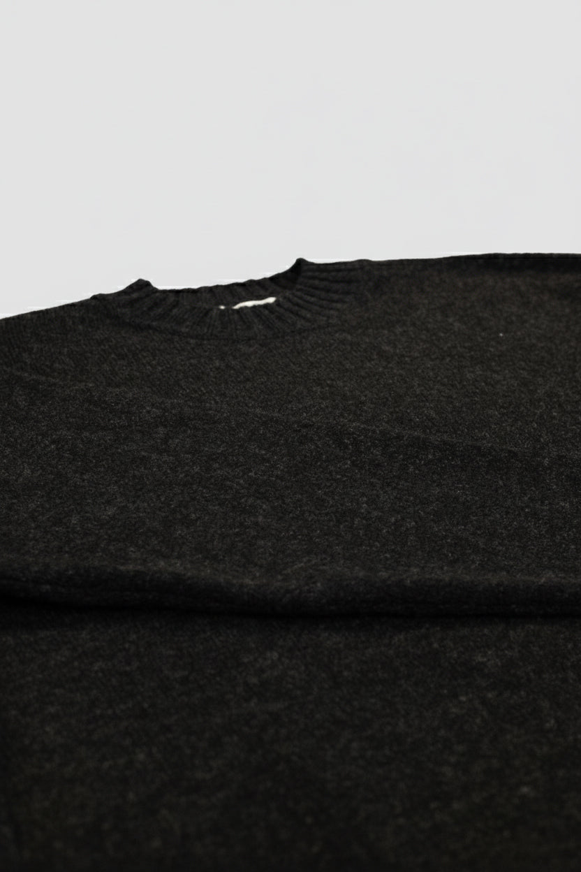 Męski wełniany sweter Crewneck Regular Fit – Ciemnoszary
