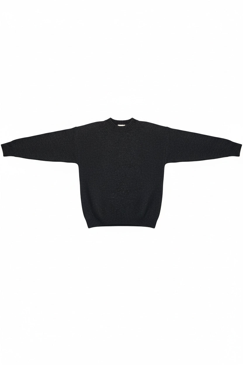 Męski wełniany sweter Crewneck Regular Fit – Ciemnoszary