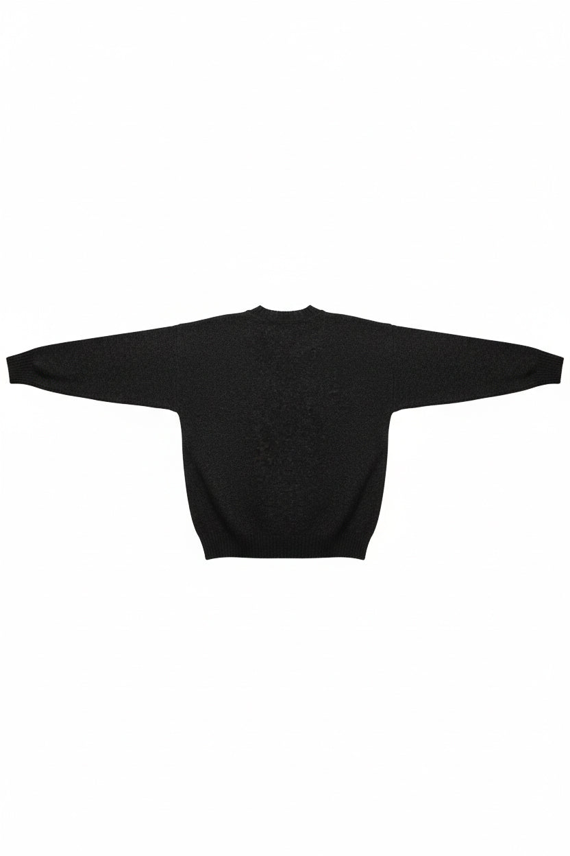 Męski wełniany sweter Crewneck Regular Fit – Ciemnoszary
