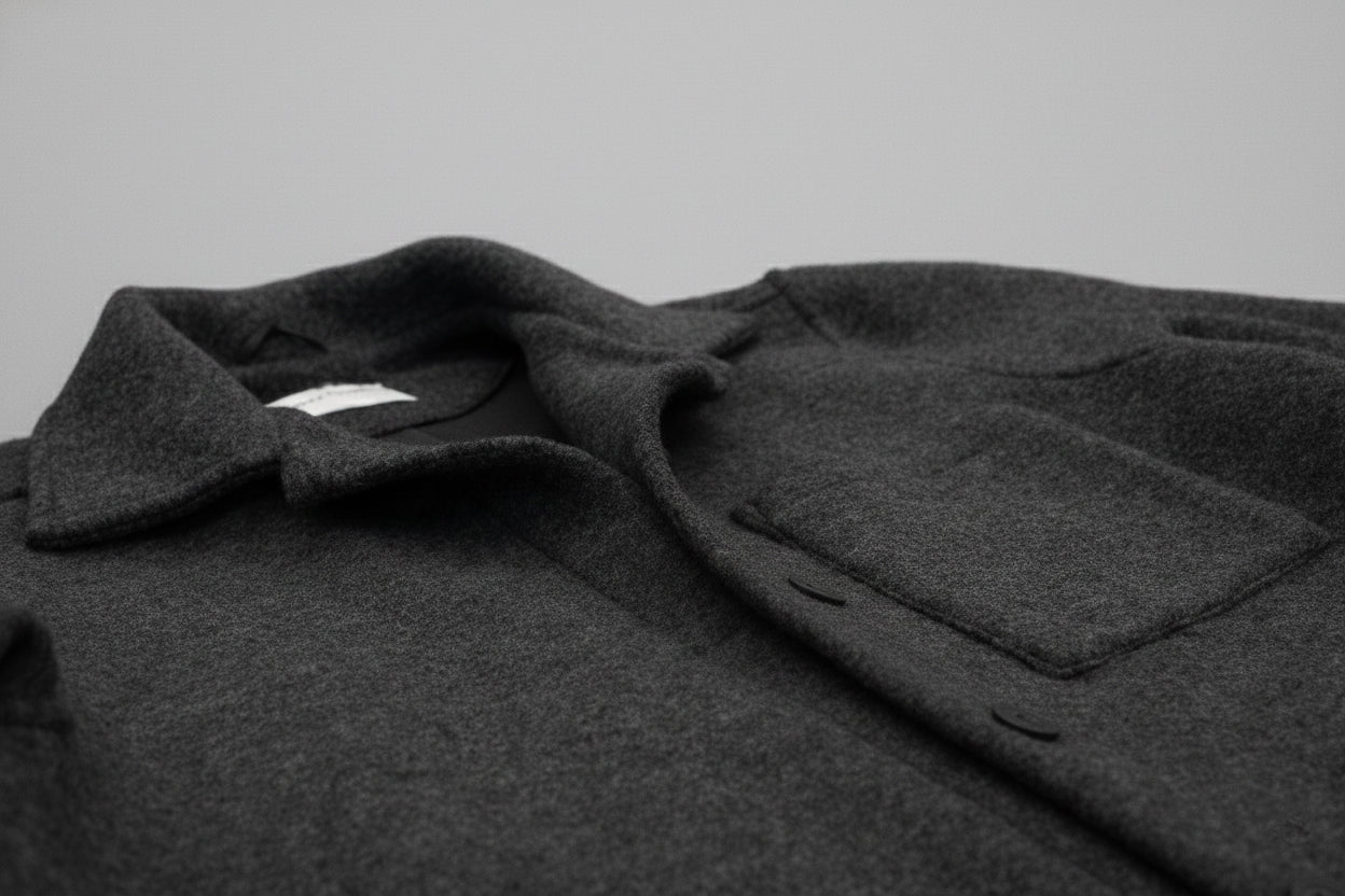 Męski wełniany płaszcz Regular Fit – Dark gray