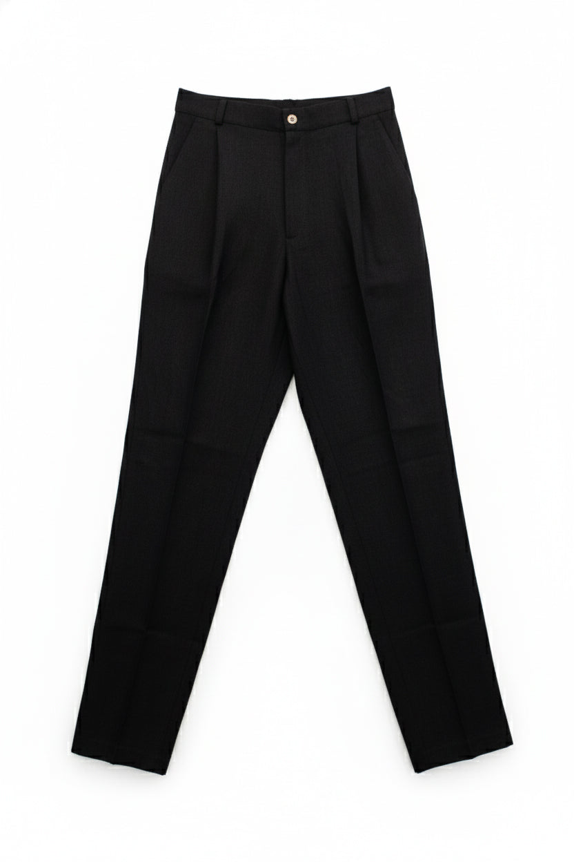 Damskie Straight-leg luźne spodnie lniane - Black
