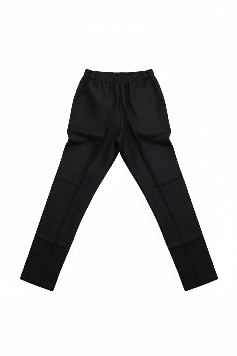 Damskie Straight-leg luźne spodnie lniane - Black