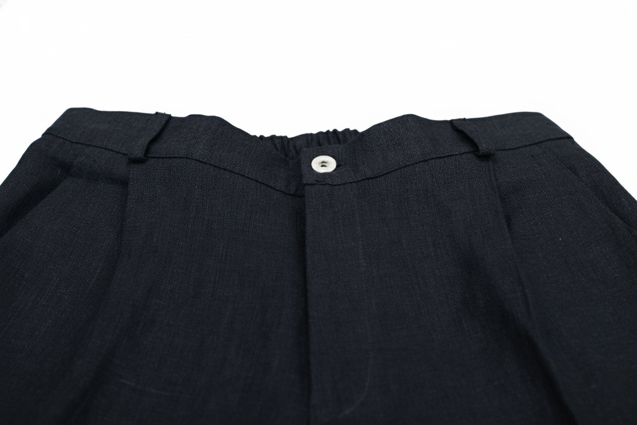 Damskie Straight-leg luźne spodnie lniane - Black