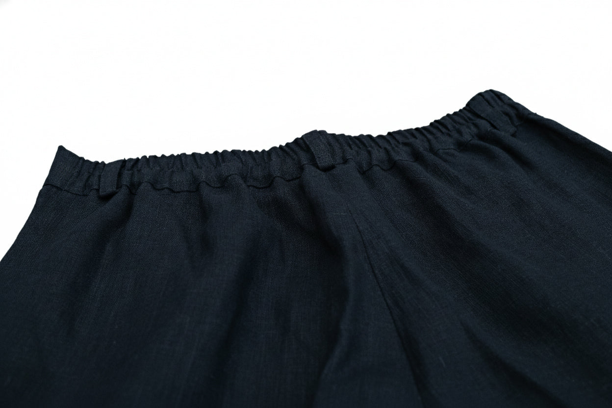 Damskie Straight-leg luźne spodnie lniane - Black