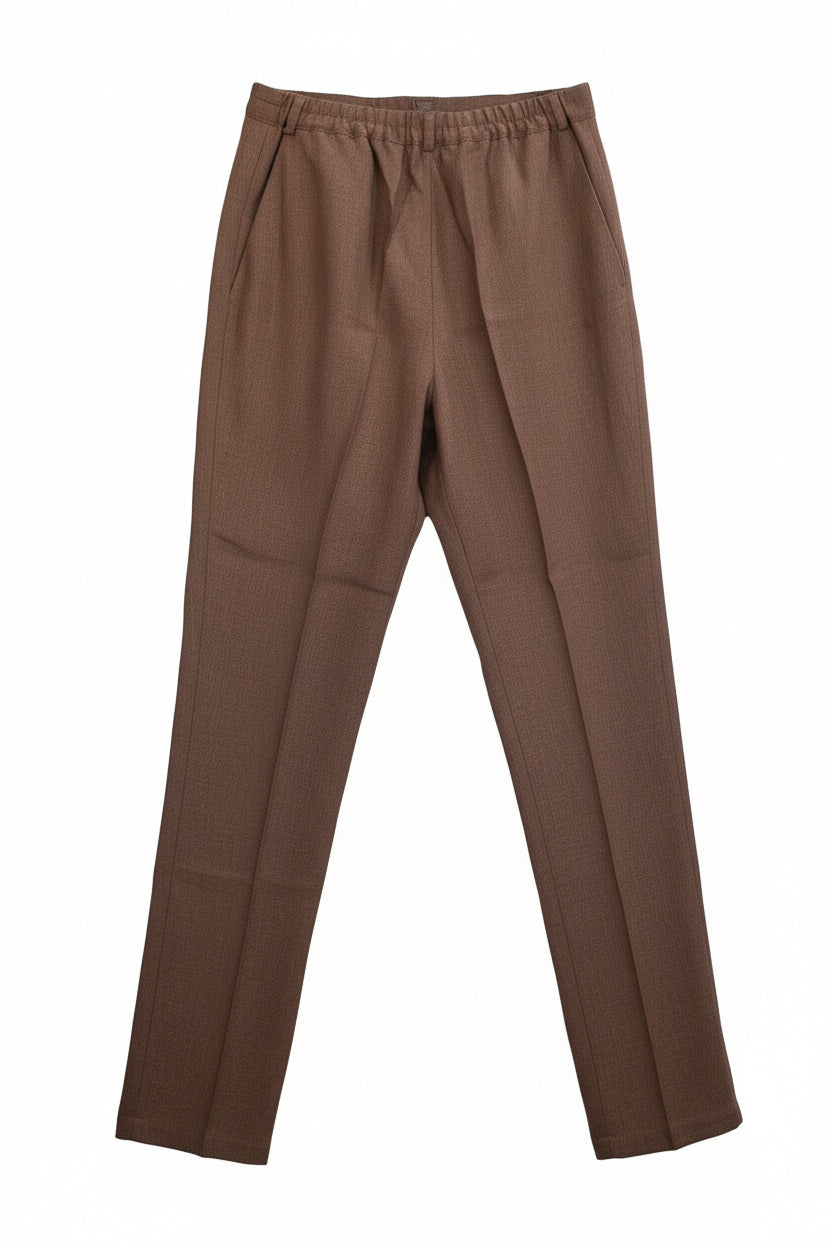 Damskie Straight-leg luźne spodnie lniane - Brown