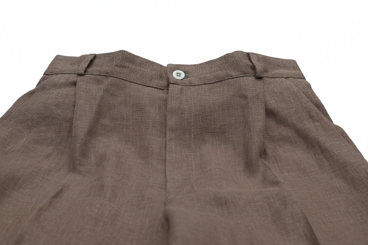 Damskie Straight-leg luźne spodnie lniane - Brown