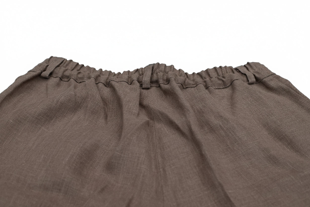 Damskie Straight-leg luźne spodnie lniane - Brown