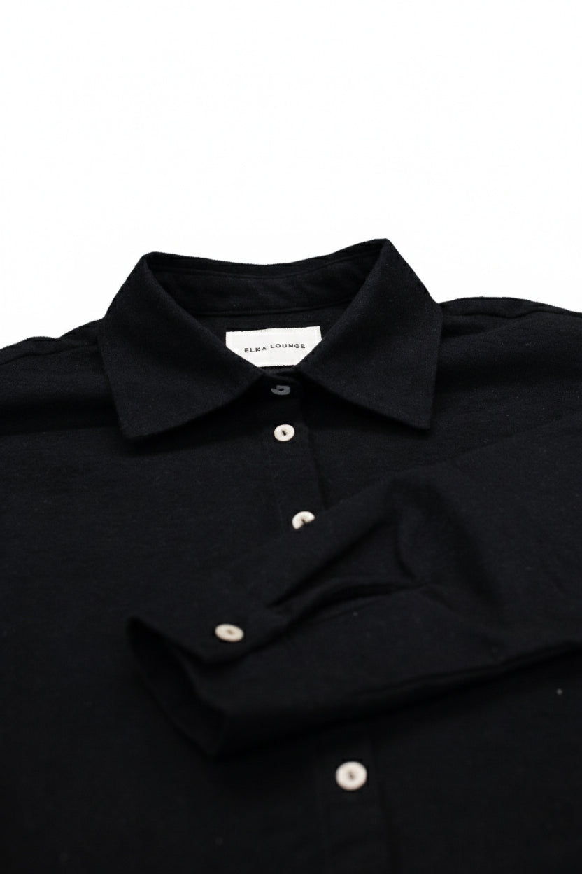 Damska koszula flanelowa z kołnierzykiem loose fit – Black