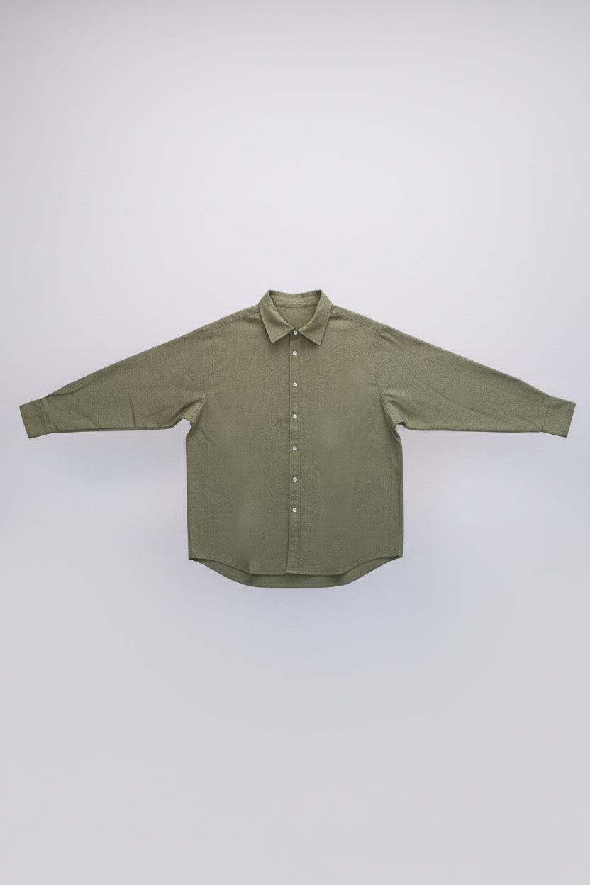 Damska koszula flanelowa z kołnierzykiem loose fit – Moss Green