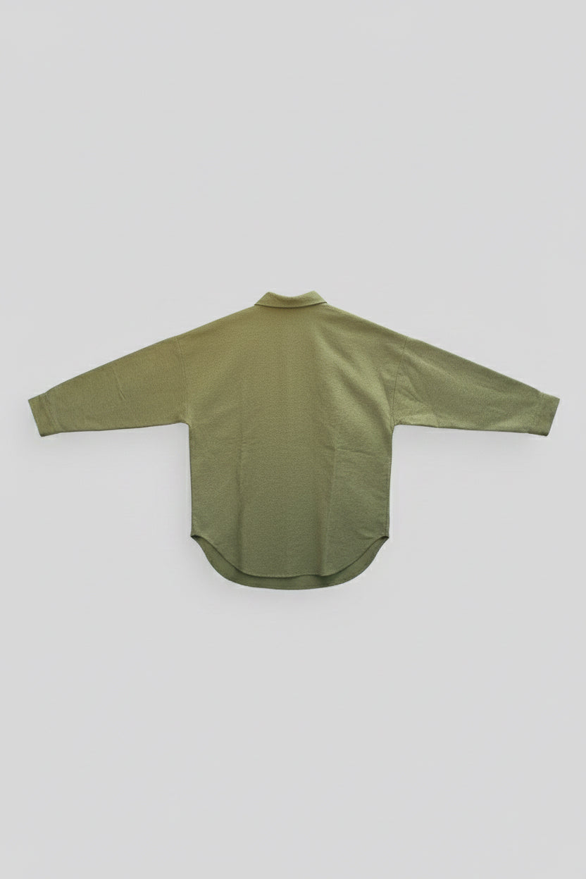 Damska koszula flanelowa z kołnierzykiem loose fit – Moss Green