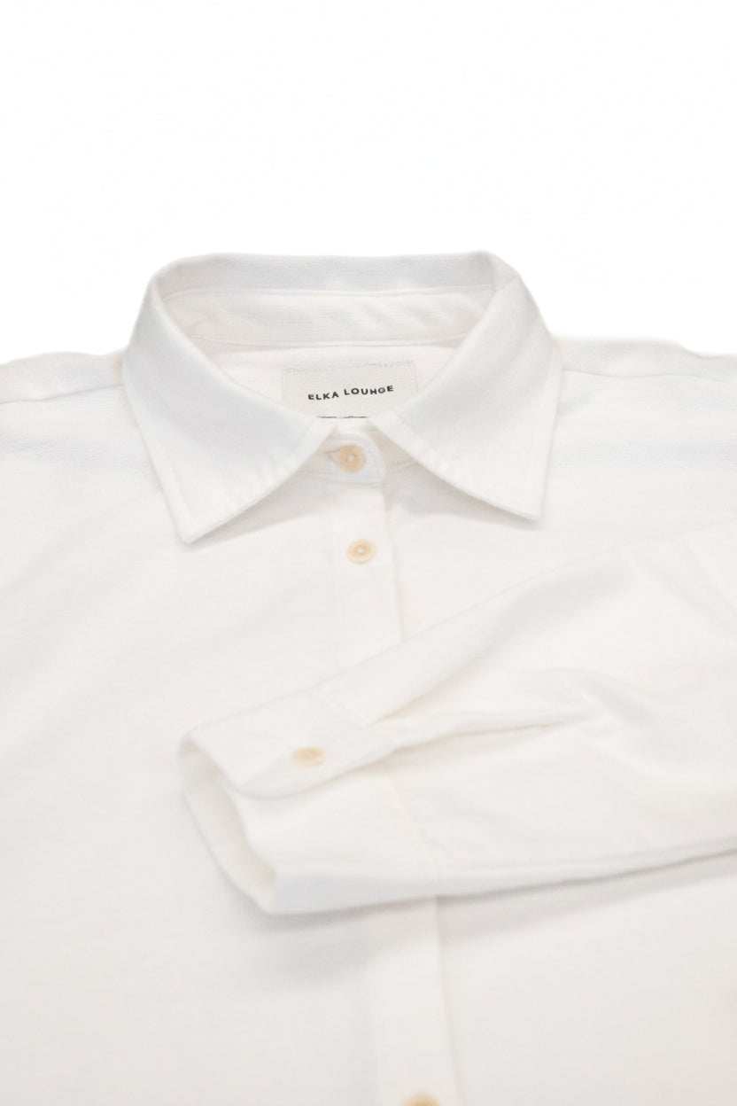 Damska koszula flanelowa z kołnierzykiem loose fit – White