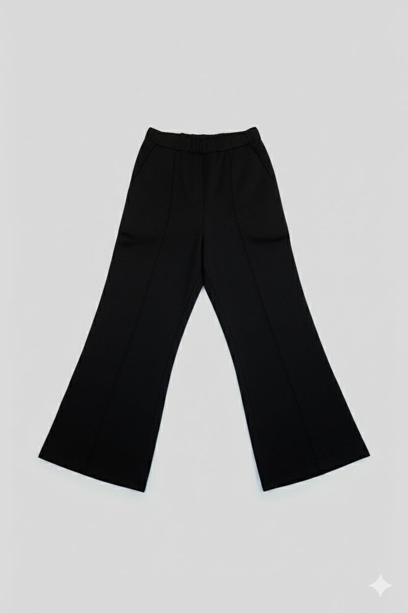 Damskie spodnie dresowe wide-leg z biobawełny Black - Regular fit