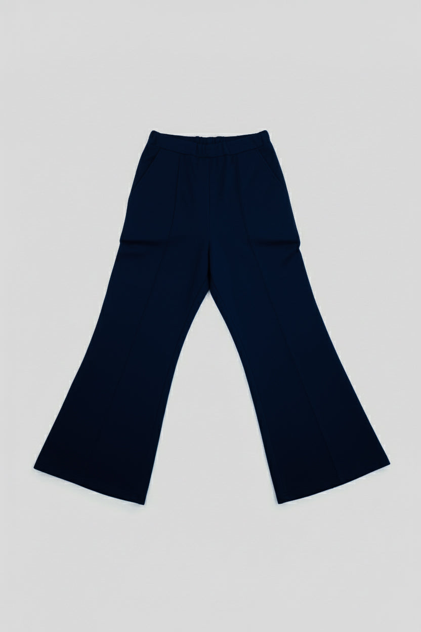Damskie spodnie dresowe wide-leg z biobawełny Deep blue - Regular fit
