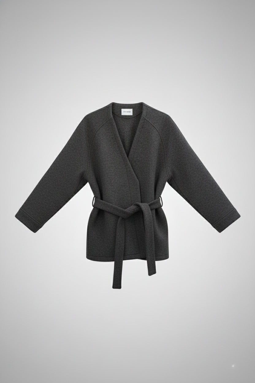 Damski wełniany płaszcz Loose fit – Dark gray