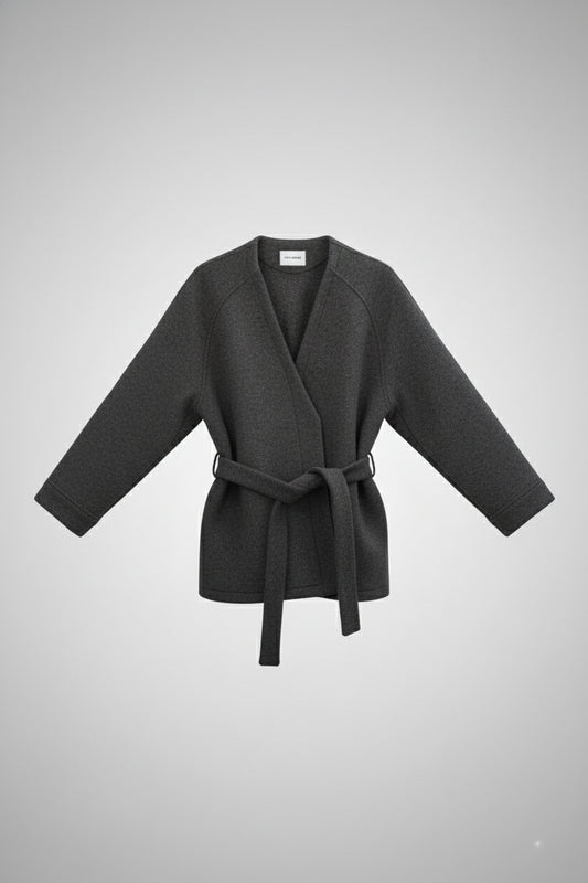 Dámský vlněný kabát Loose fit - Dark gray