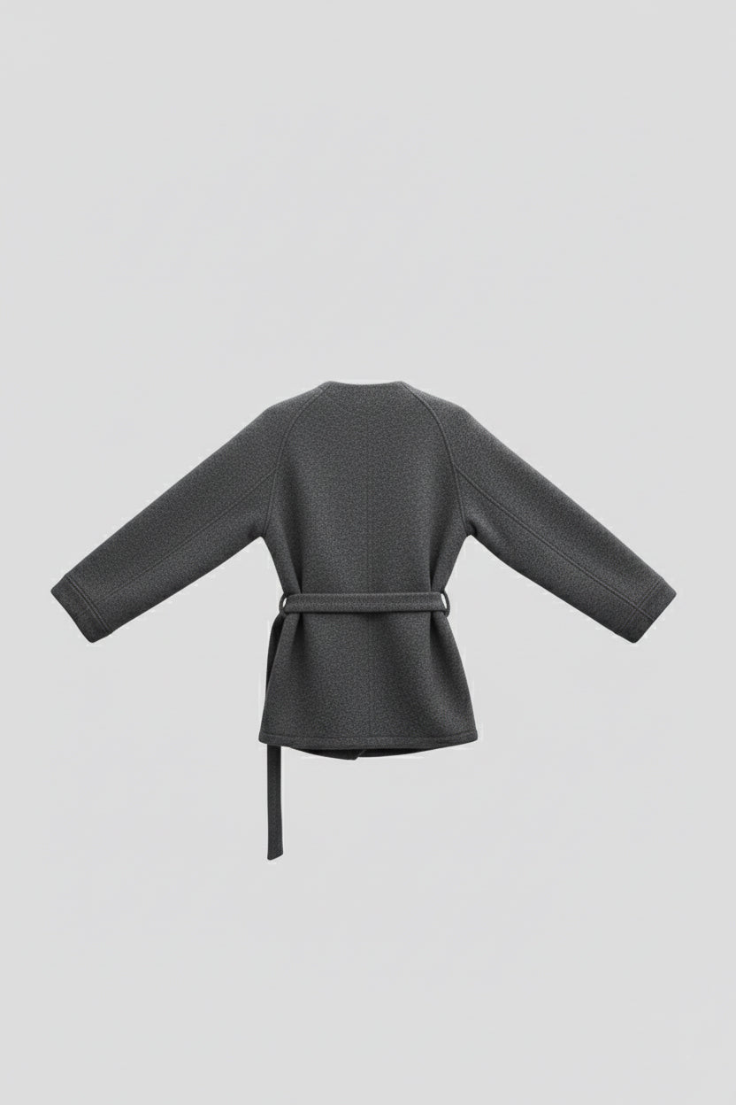 Damski wełniany płaszcz Loose fit – Dark gray