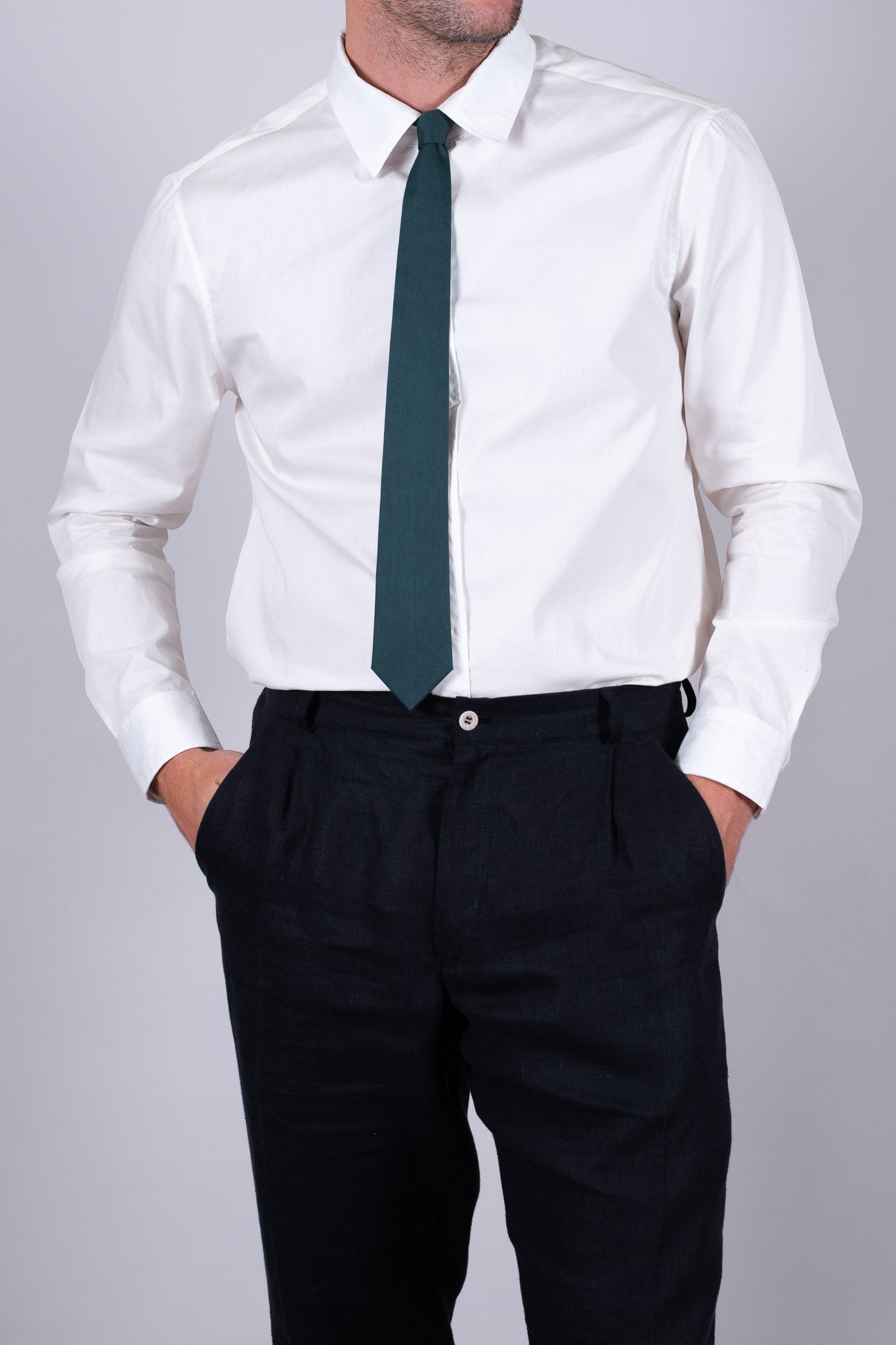 Pánské lněné kalhoty - loose-fit