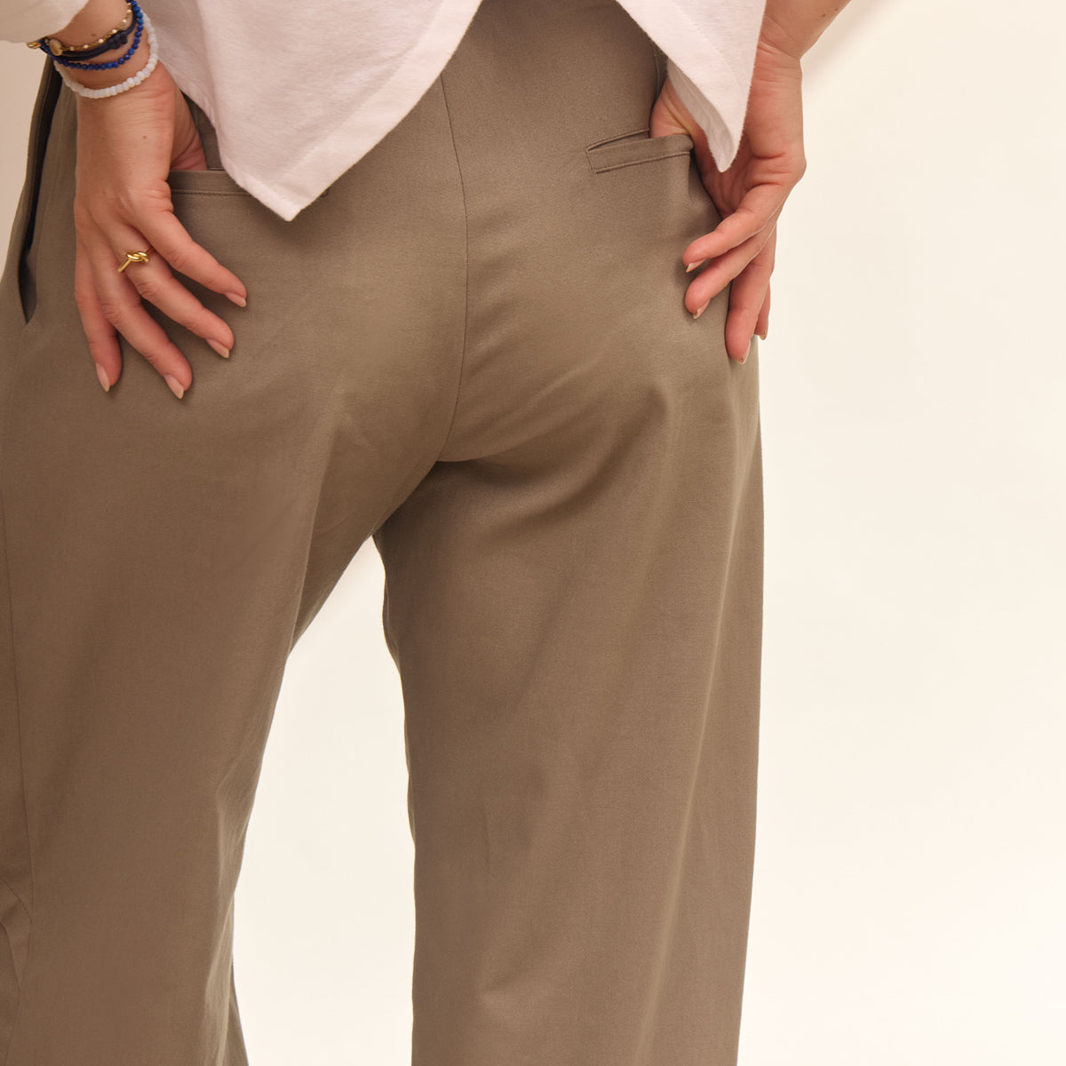 Dámské bavlněné chino wide kalhoty - regular fit