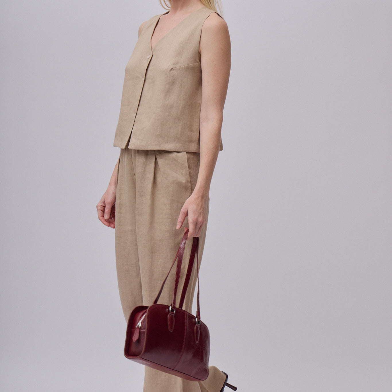 Dámské lněné volné kalhoty beach