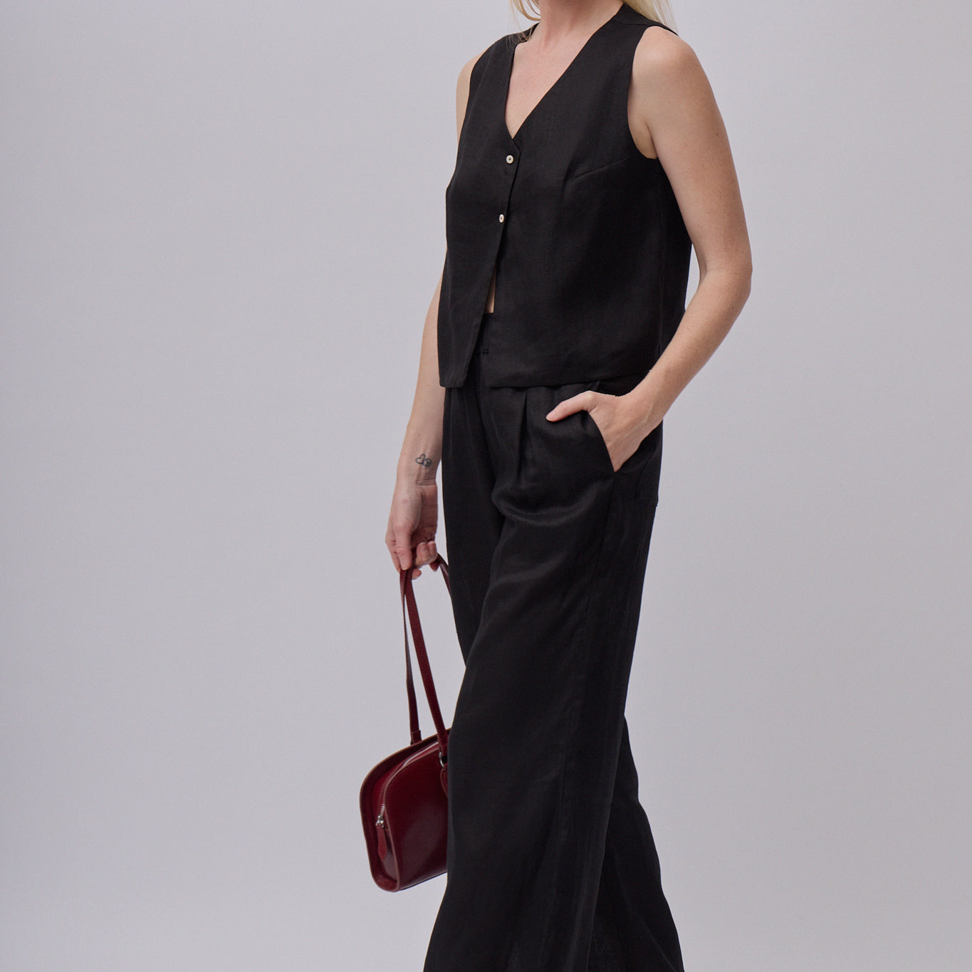 Dámské lněné volné kalhoty beach