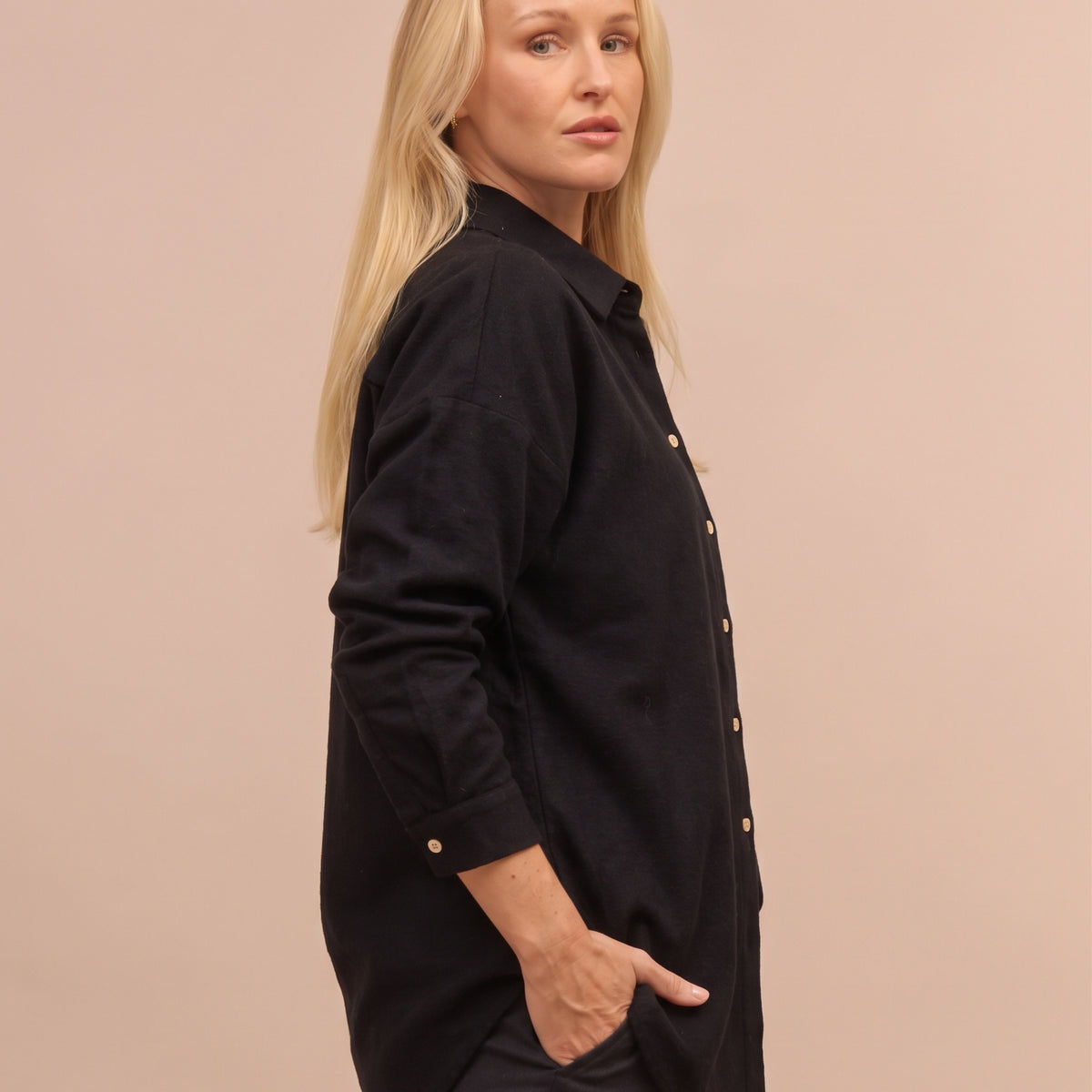 Women’s Flannel Shirt with Collar Loose Fit
