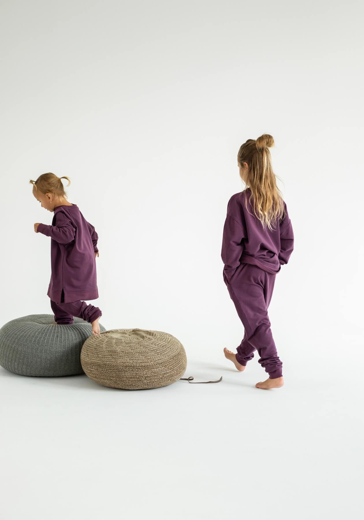 Detské teplákové nohavice z biobavlny Purple - Oversized