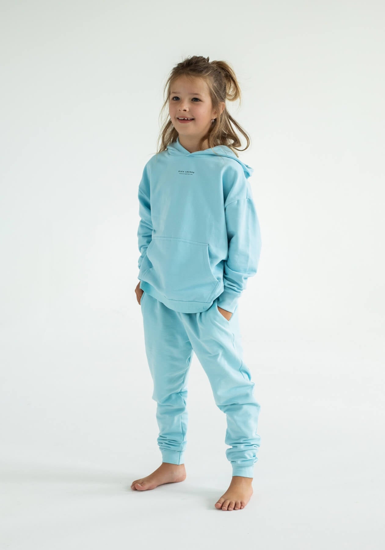Dětská mikina s kapucí z biobavlny Sky blue - regular