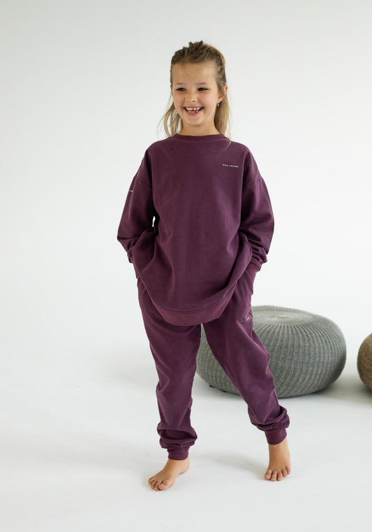 Detská mikina bez kapucne z biobavlny Purple - Oversized