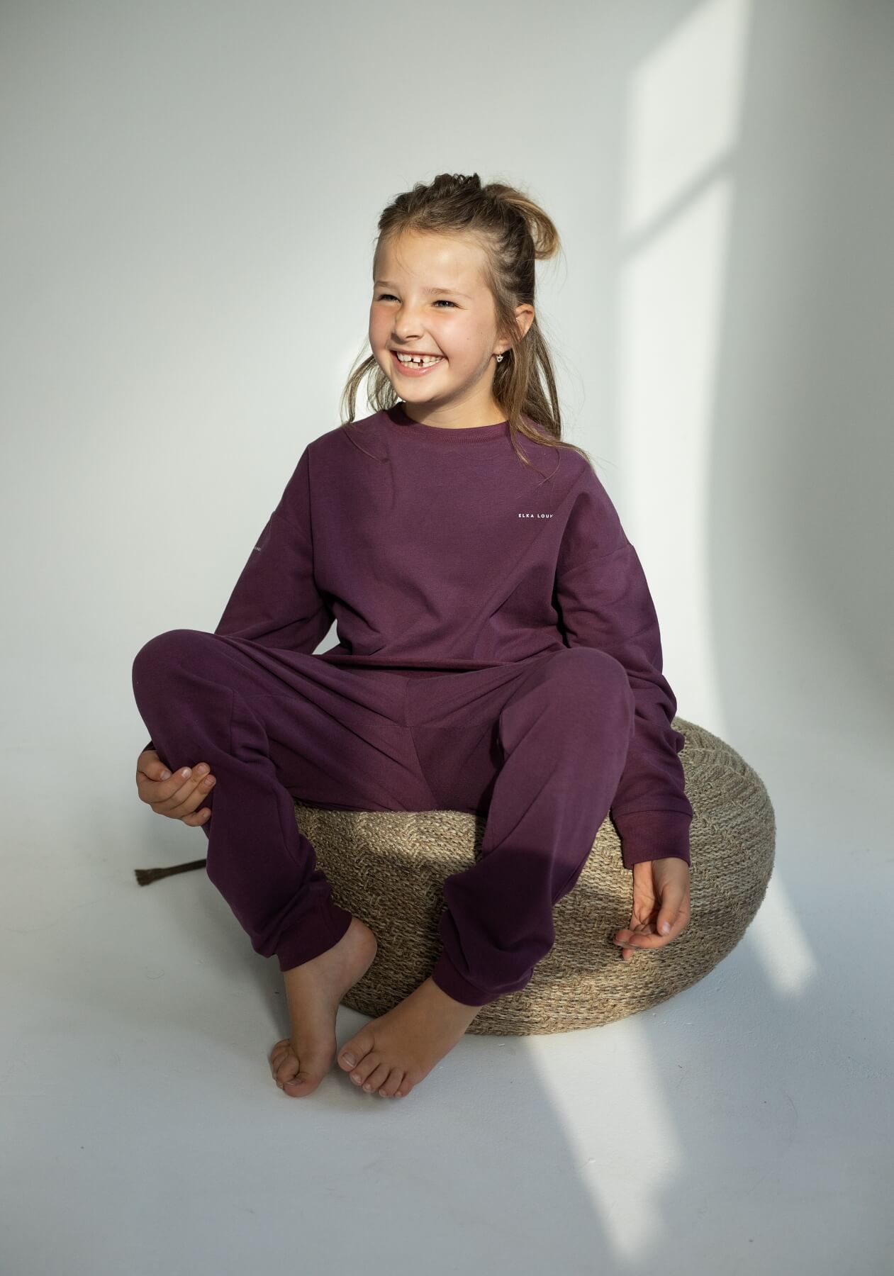 Detská mikina bez kapucne z biobavlny Purple - Oversized