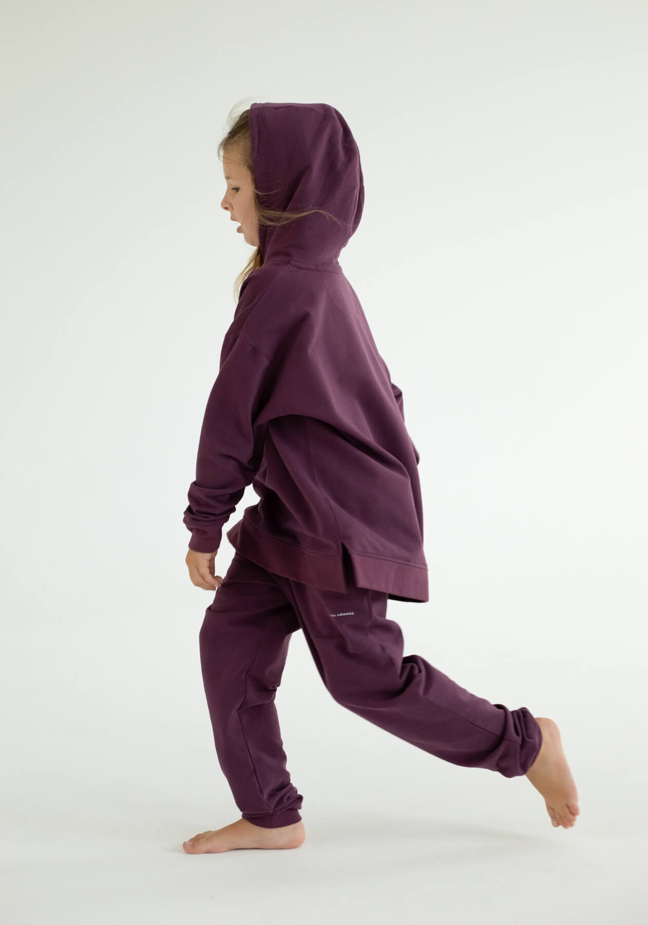 Detská mikina s kapucňou z biobavlny Purple - Oversized