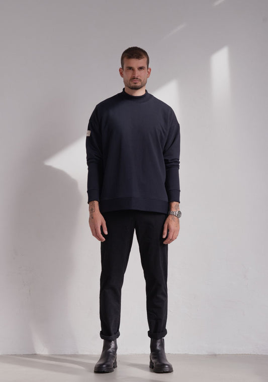 Pánská Mikina High neck s rozparky - Loose fit