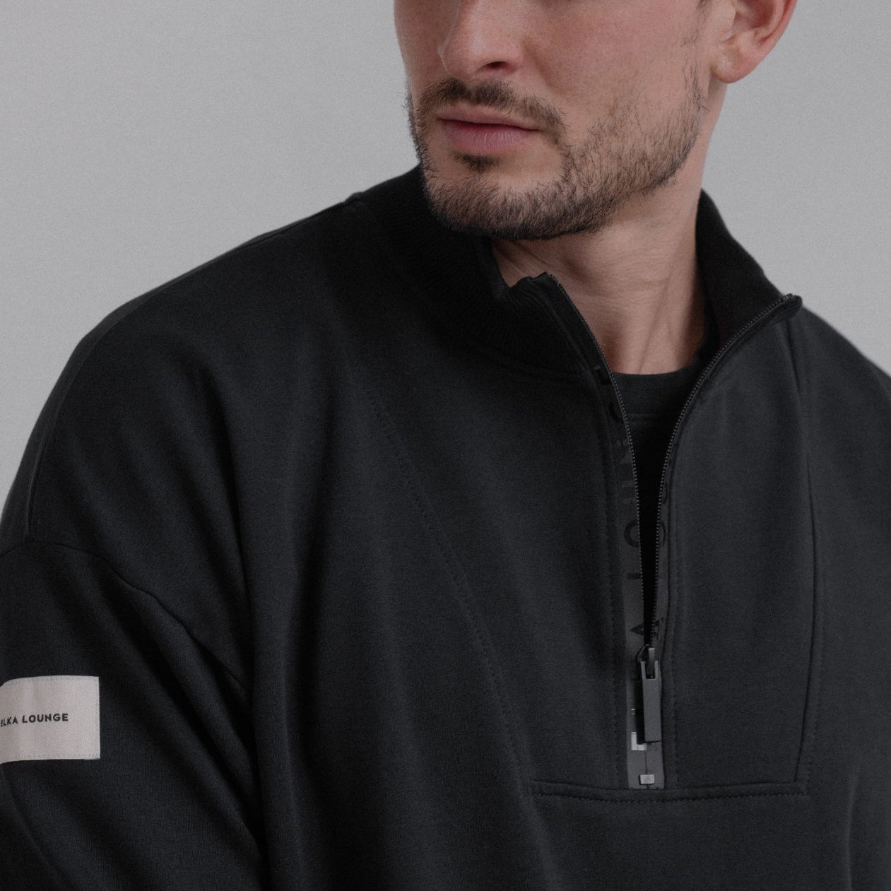 Men Sweatshirt zip-up organic cotton side slits - Loose fit