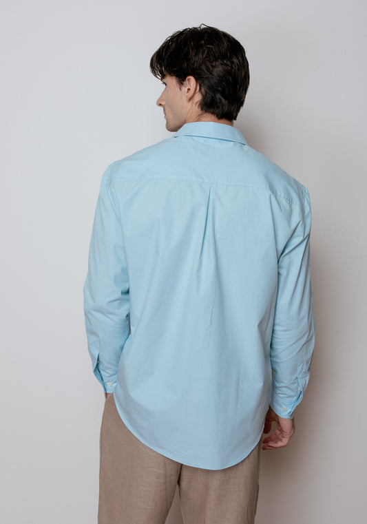 Men's organic cotton shirt with collar - Light blue