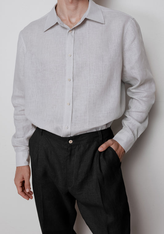 Pánske ľanové nohavice Loose-fit - Black