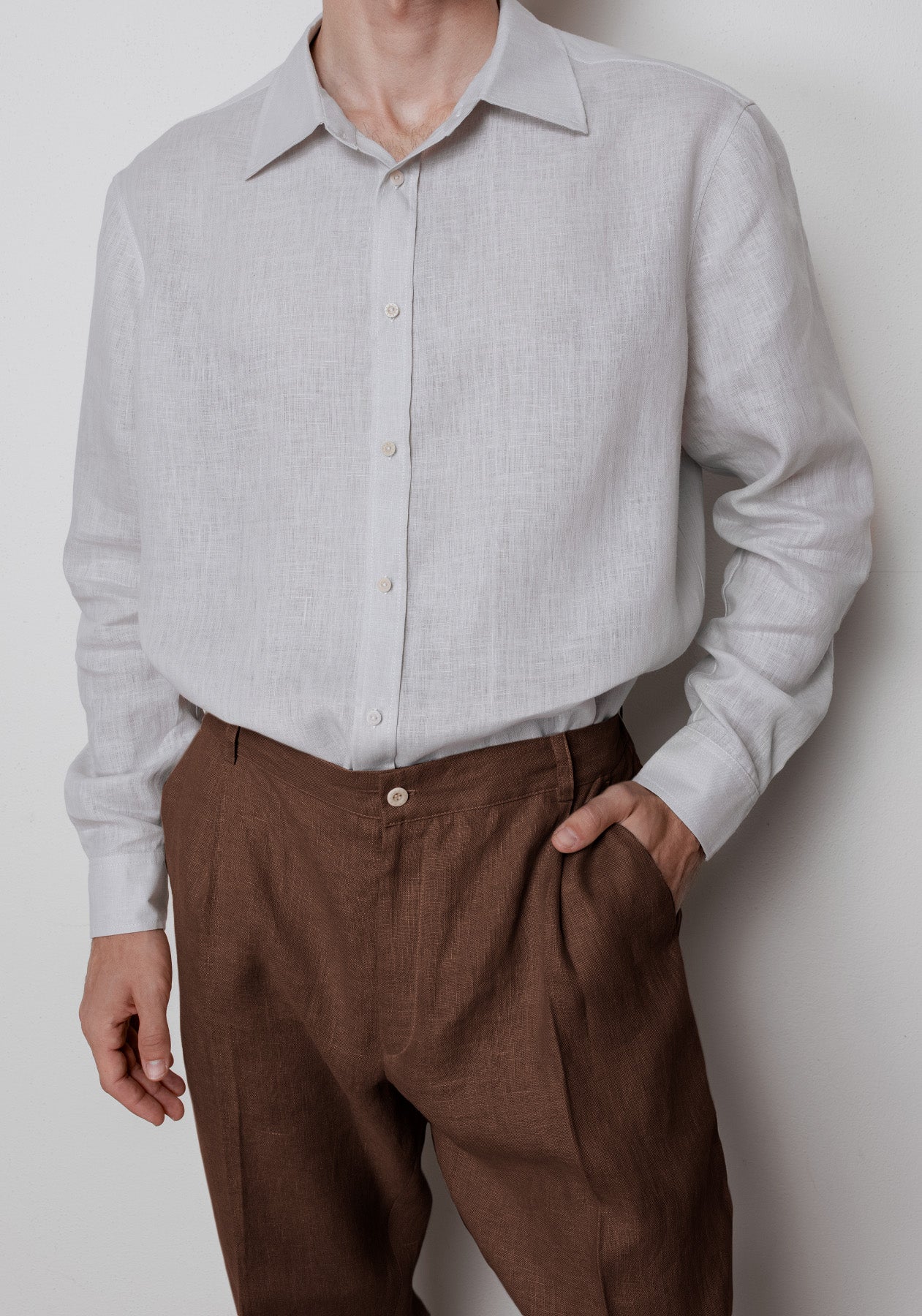 Men's Loose-fit Linen Pants - Brown