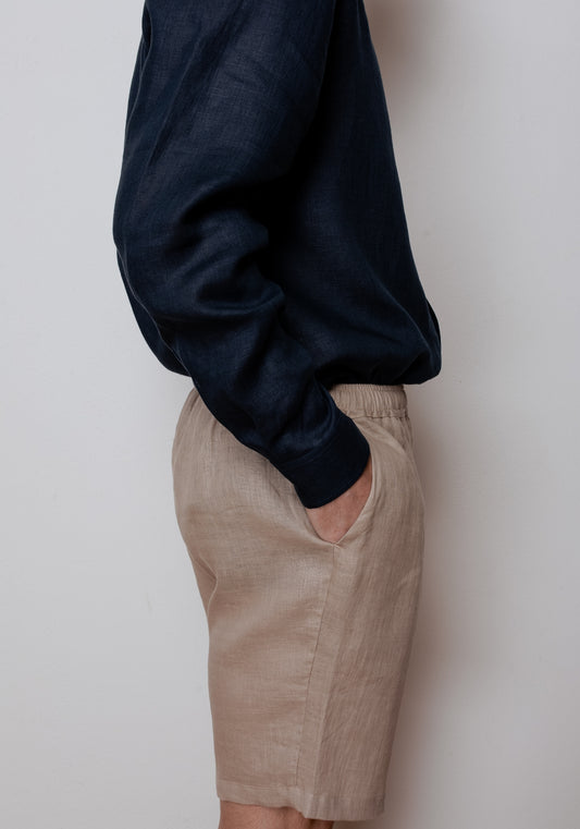 Pánské lněné šortky Beige natural