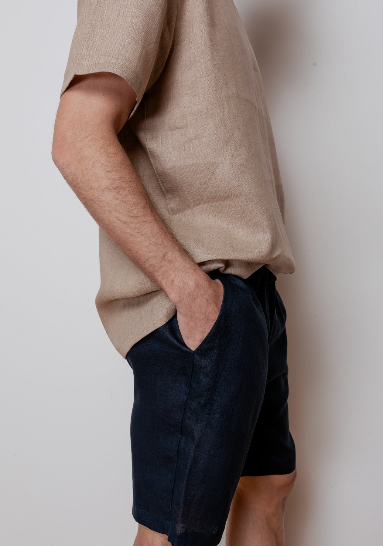 Men linen shorts Black