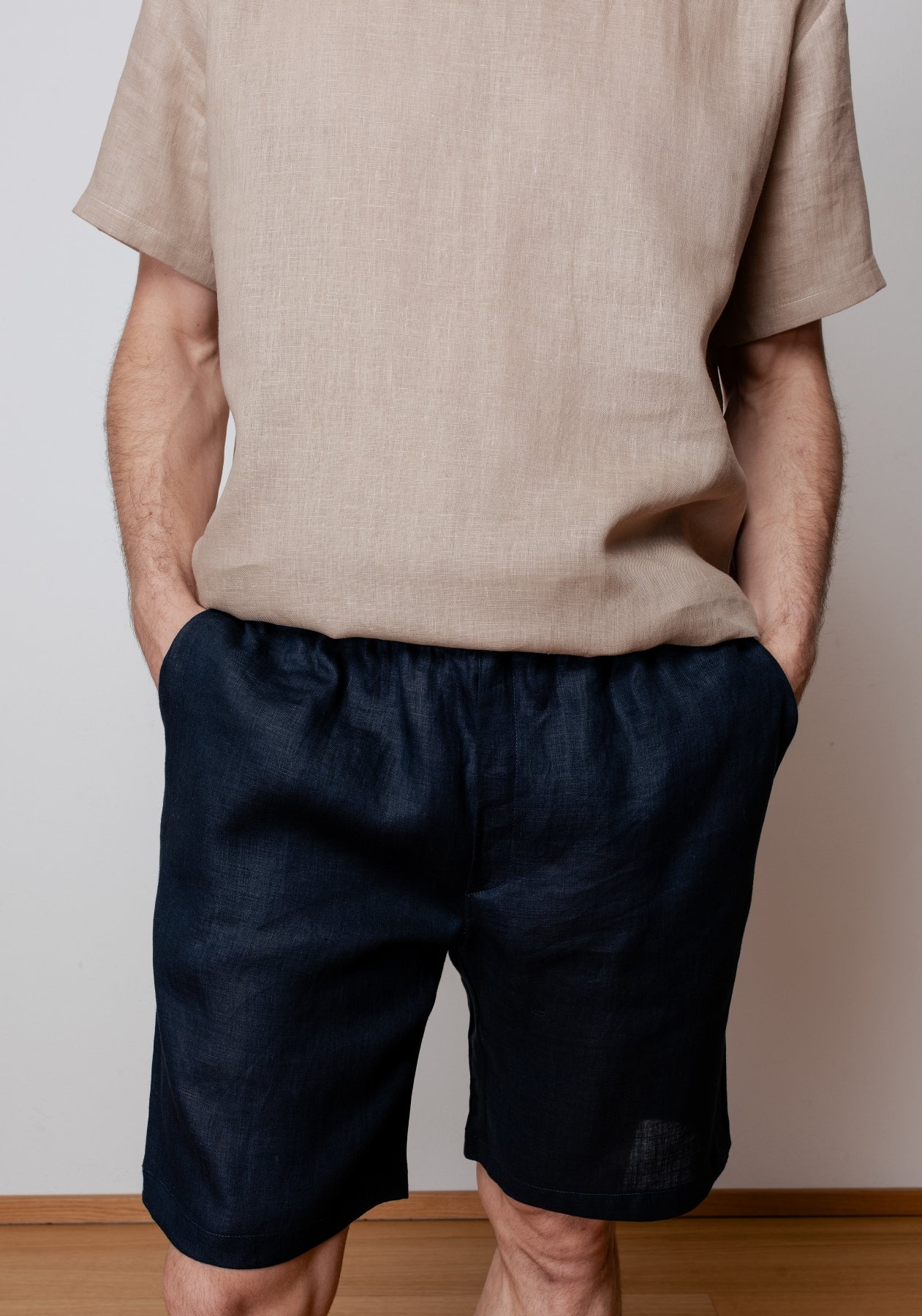 Men linen shorts Black