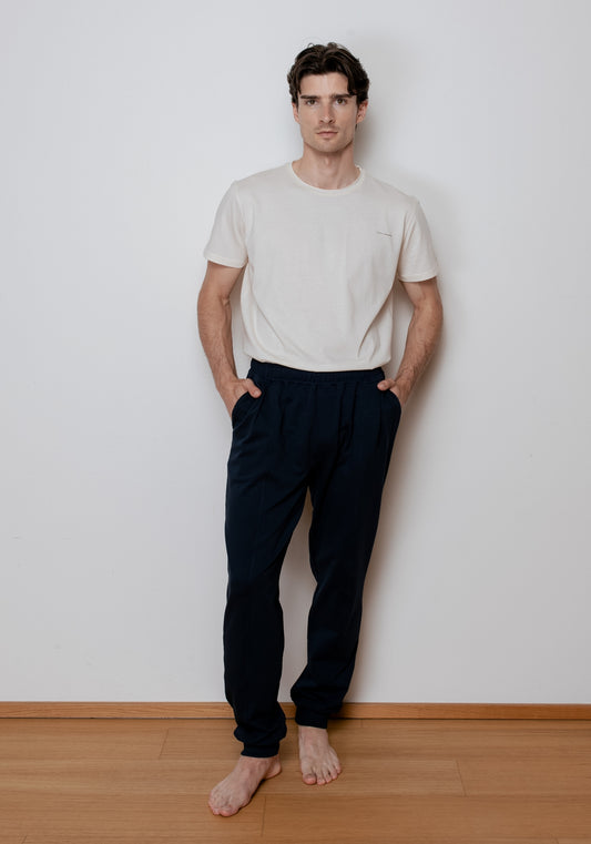 Pánske teplákové nohavice z biobavlny Black brushed - loose fit