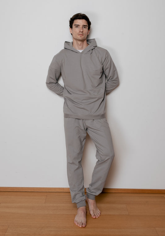 Men sweatpants organic cotton Gray brushed - loose fit