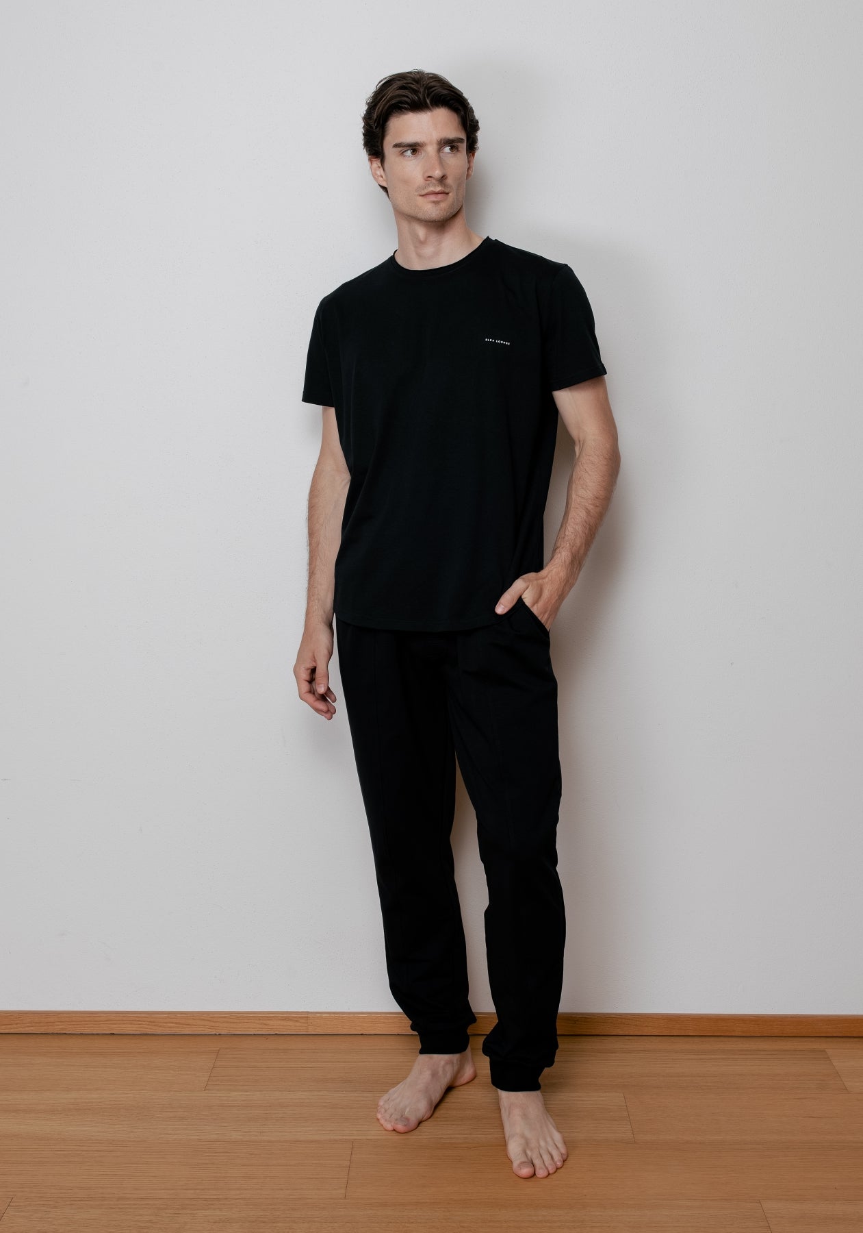 Pánske teplákové nohavice z biobavlny Black - loose fit