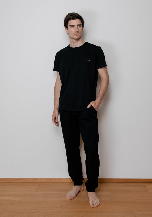 Pánske teplákové nohavice z biobavlny Black - loose fit
